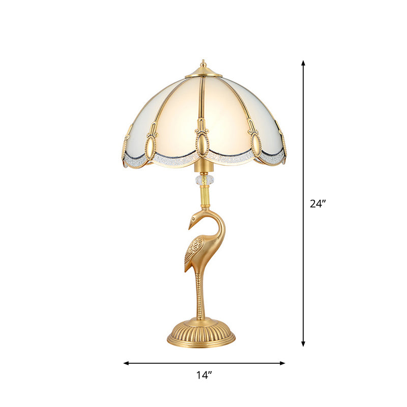 Minimalist Peacock Feather Beveled Glass Table Lamp In Brass 1-Light Living Room Nightstand Lighting