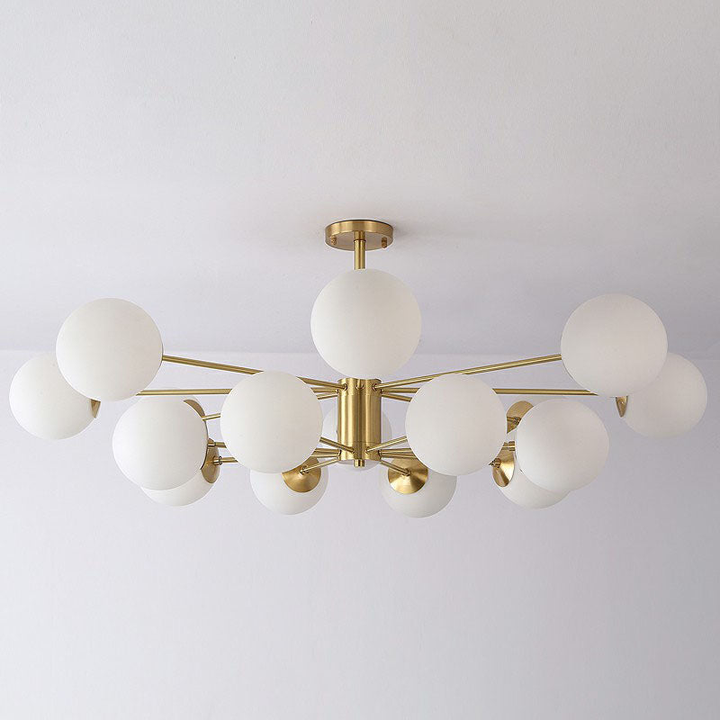 Radial Chandelier Pendant Light In Antiqued Brass - Contemporary Glass Design For Living Room