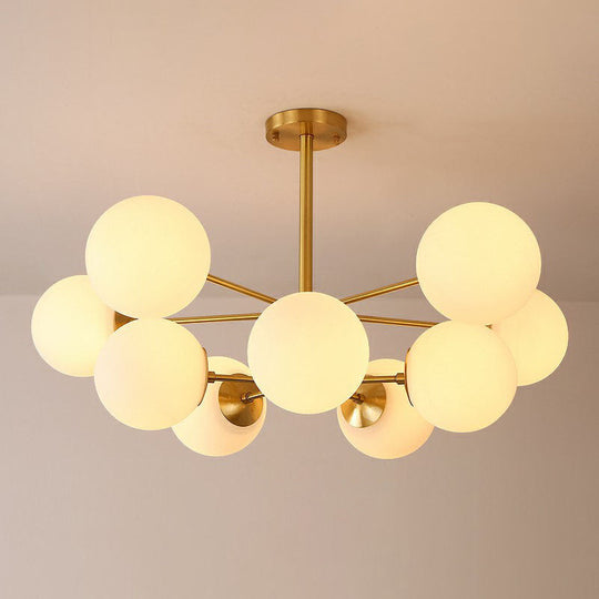 Radial Chandelier Pendant Light In Antiqued Brass - Contemporary Glass Design For Living Room