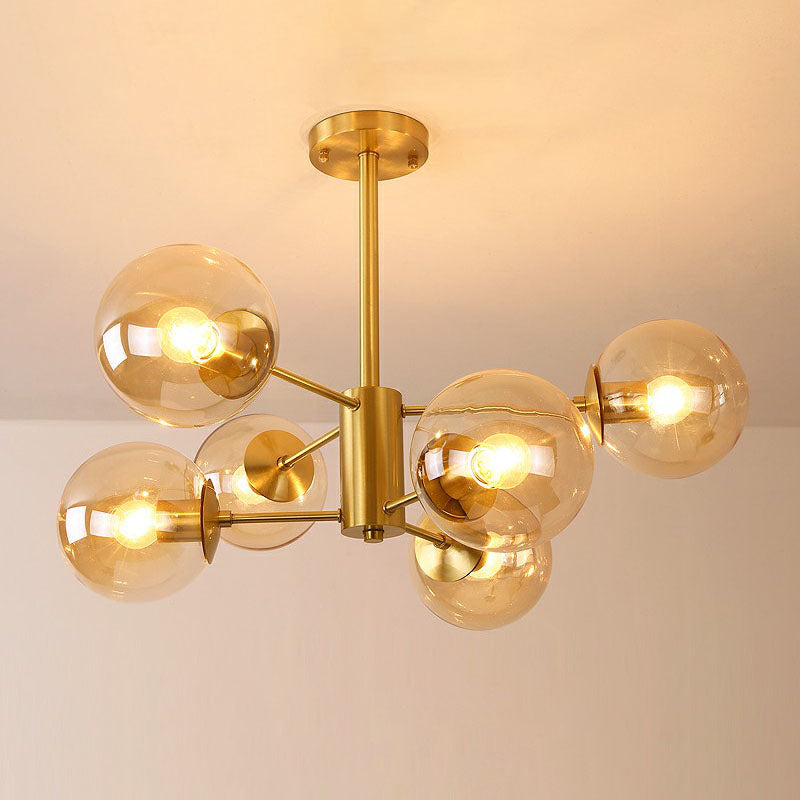 Radial Chandelier Pendant Light In Antiqued Brass - Contemporary Glass Design For Living Room