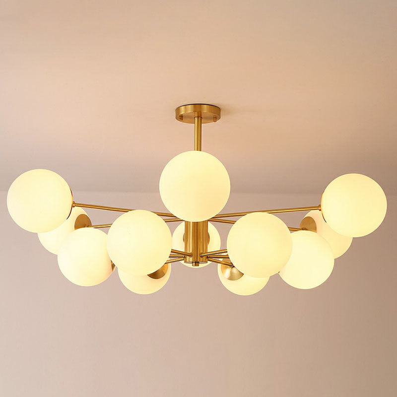 Radial Chandelier Pendant Light In Antiqued Brass - Contemporary Glass Design For Living Room