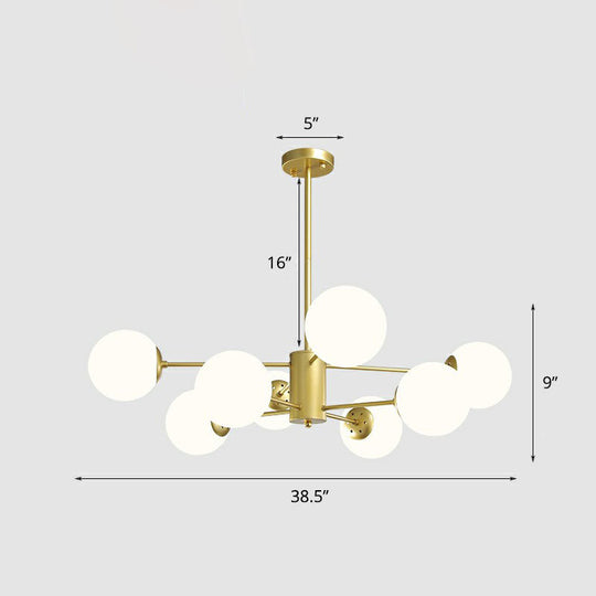 Postmodern Gold Glass Ball Chandelier - Stylish Suspension Lighting For Living Room 8 / Cream