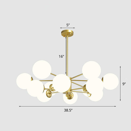 Postmodern Gold Glass Ball Chandelier - Stylish Suspension Lighting For Living Room 12 / Cream