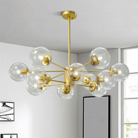 Postmodern Gold Glass Ball Chandelier - Stylish Suspension Lighting For Living Room