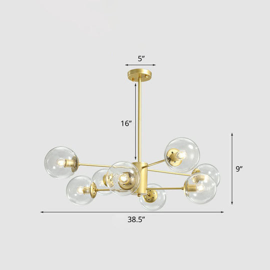 Postmodern Gold Glass Ball Chandelier - Stylish Suspension Lighting For Living Room 8 / Clear