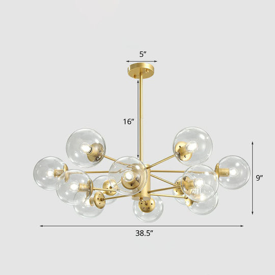 Postmodern Gold Glass Ball Chandelier - Stylish Suspension Lighting For Living Room 12 / Clear