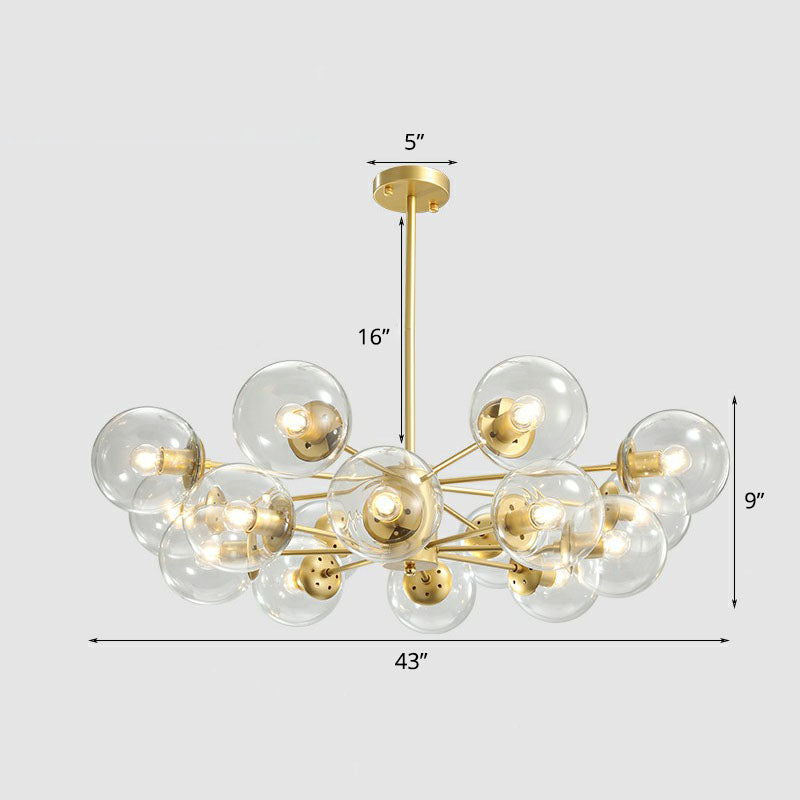 Postmodern Gold Glass Ball Chandelier - Stylish Suspension Lighting For Living Room 16 / Clear