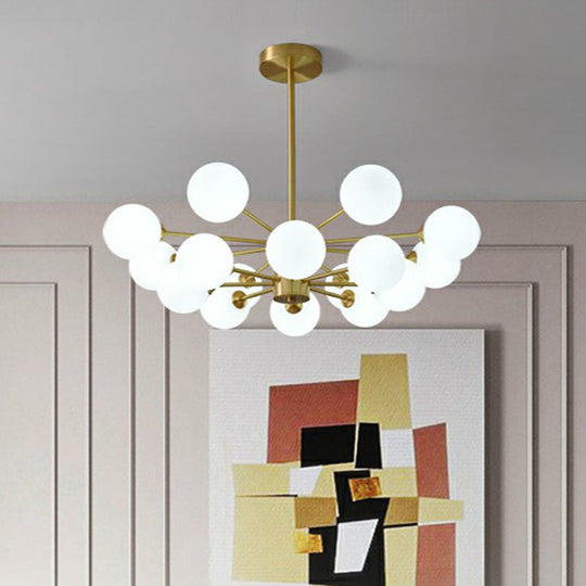 Postmodern Milk Glass Pendant Light - Gold Parlor Ceiling Chandelier