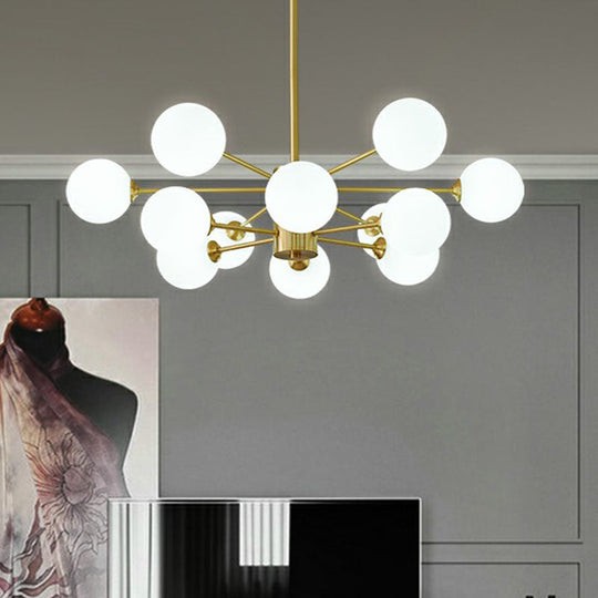 Postmodern Milk Glass Pendant Light - Gold Parlor Ceiling Chandelier