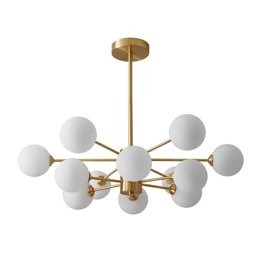 Postmodern Milk Glass Pendant Light - Gold Parlor Ceiling Chandelier