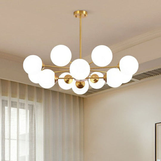 Modern Led Chandelier With Ivory Glass And Gold Finish Perfect For Living Room Lighting