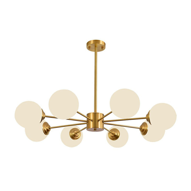 Modern Led Chandelier With Ivory Glass And Gold Finish Perfect For Living Room Lighting