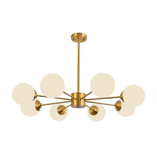 Modern Led Chandelier With Ivory Glass And Gold Finish Perfect For Living Room Lighting