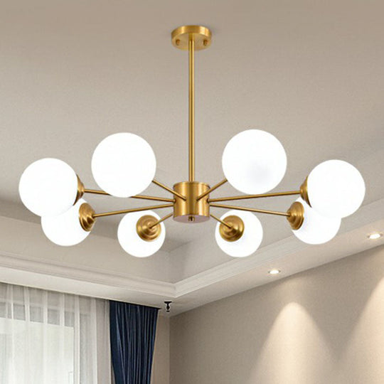 Modern Led Chandelier With Ivory Glass And Gold Finish Perfect For Living Room Lighting