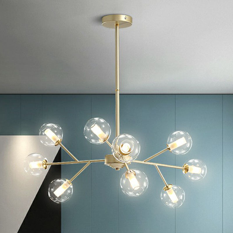 Stylish Gold Branch Chandelier - Postmodern Clear Glass Ceiling Light For Dining Room