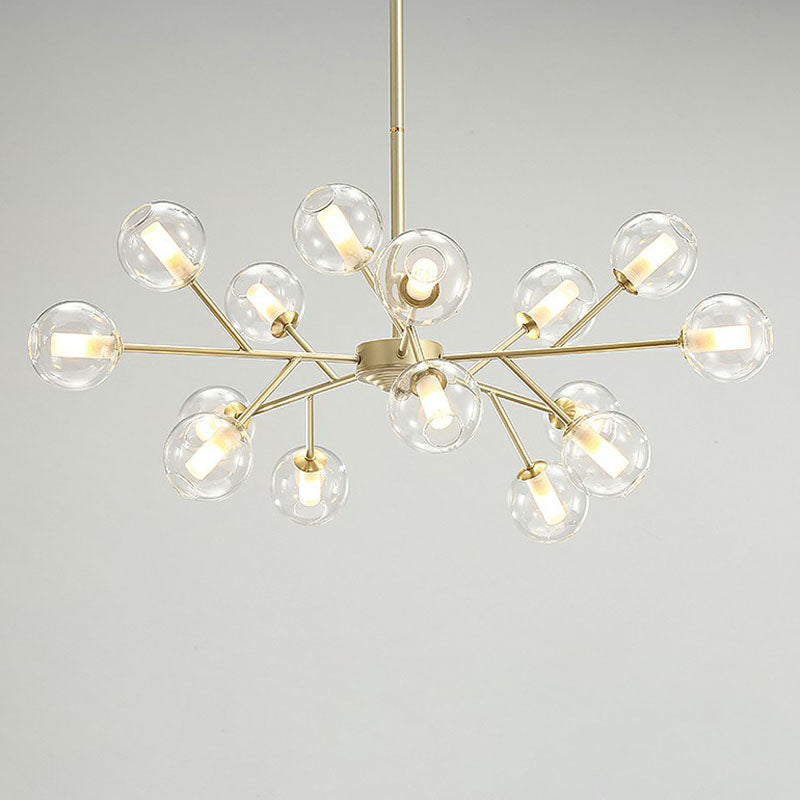 Stylish Gold Branch Chandelier - Postmodern Clear Glass Ceiling Light For Dining Room