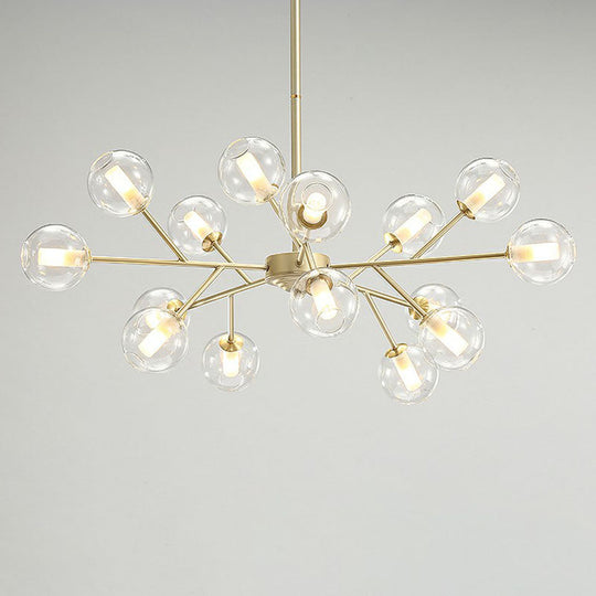 Stylish Gold Branch Chandelier - Postmodern Clear Glass Ceiling Light For Dining Room