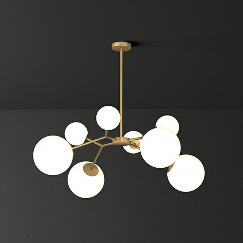 Gold Molecular Chandelier - Cream Glass Pendant Lighting Fixture