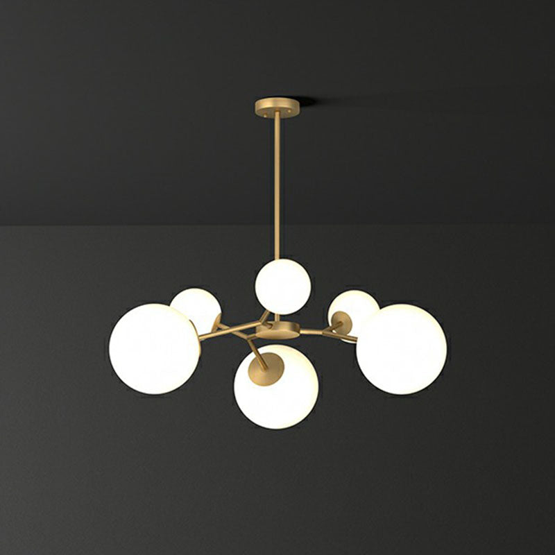 Gold Molecular Chandelier - Cream Glass Pendant Lighting Fixture