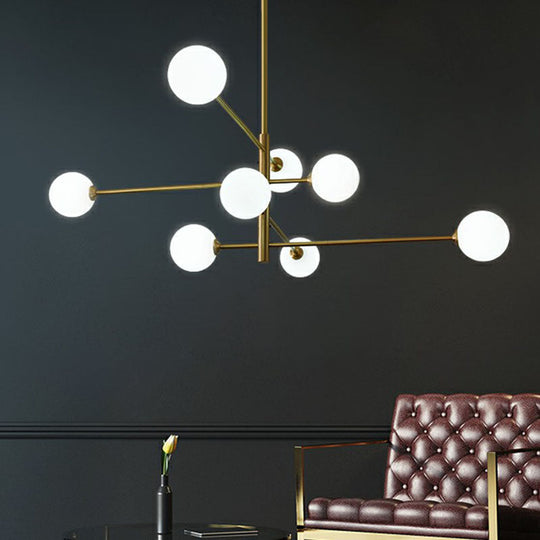 Minimalistic Gold Plated Molecule Glass Chandelier - Stylish Hanging Ceiling Light