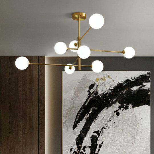 Minimalistic Gold Plated Molecule Glass Chandelier - Stylish Hanging Ceiling Light