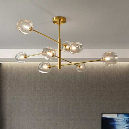 Minimalistic Gold Plated Molecule Glass Chandelier - Stylish Hanging Ceiling Light