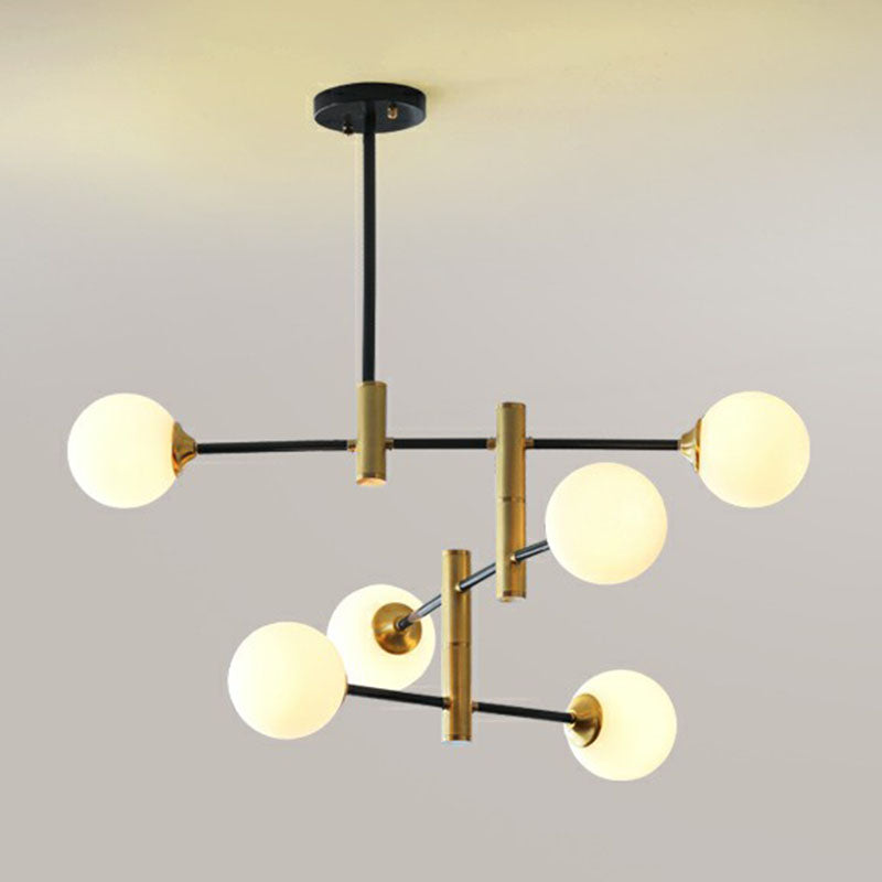 Modern Black & Brass Glass Chandelier Pendant Light For Dining Room 6 /