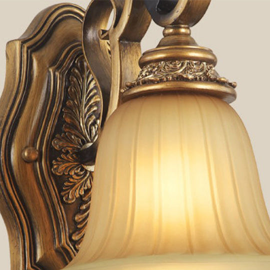 Gold Prismatic Glass Wall Sconce With Bell Shade - 1-Light Traditional Foyer Light