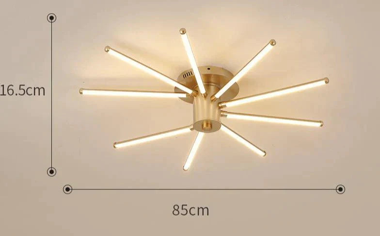 Contemporary Simple Creative Living Room Led Revolving Fireworks Ceiling Golden 9 Stepless