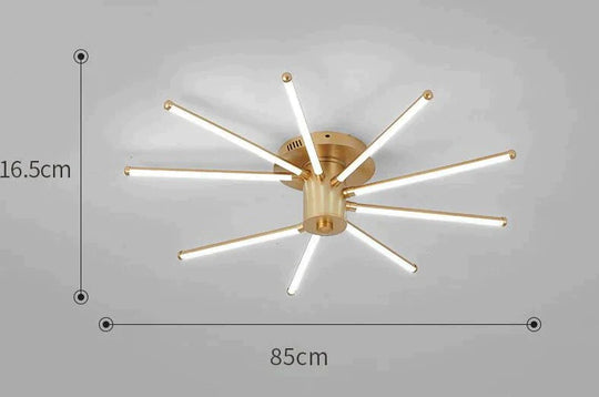 Contemporary Simple Creative Living Room Led Revolving Fireworks Ceiling Golden 9 White Light