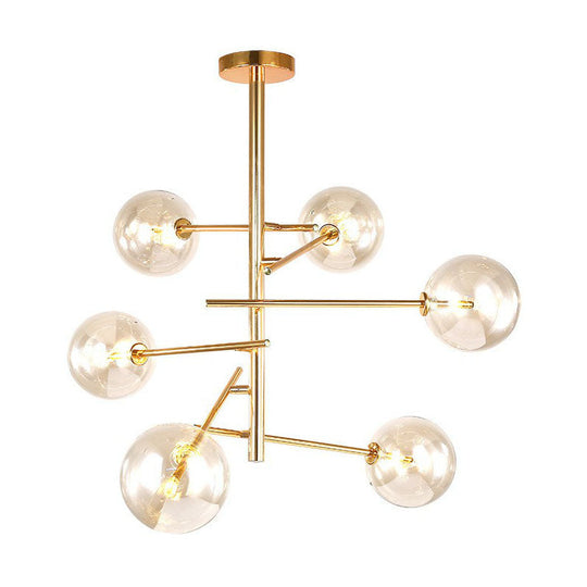 Clear Glass Nordic Style Ball Chandelier - Gold Suspension Light For Living Room