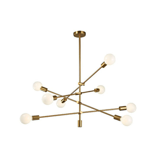 Postmodern Metal Chandelier Light with Exposed Bulb Design - Adjustable Rod Arm, Perfect for Dining Room Ceiling