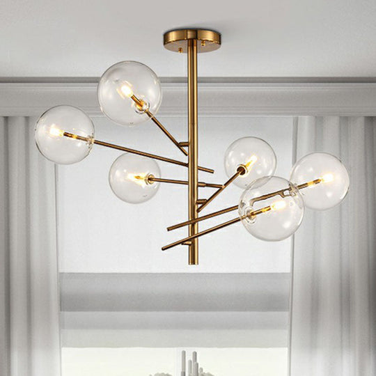 Clear Glass Gold Chandelier - Postmodern Suspension Light For Restaurants