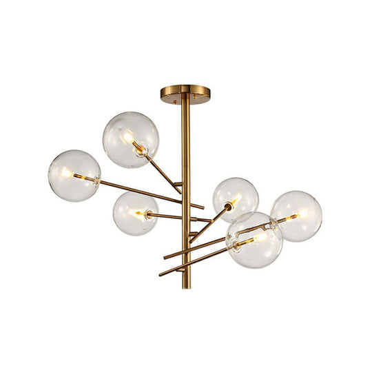 Clear Glass Gold Chandelier - Postmodern Suspension Light For Restaurants 6 /