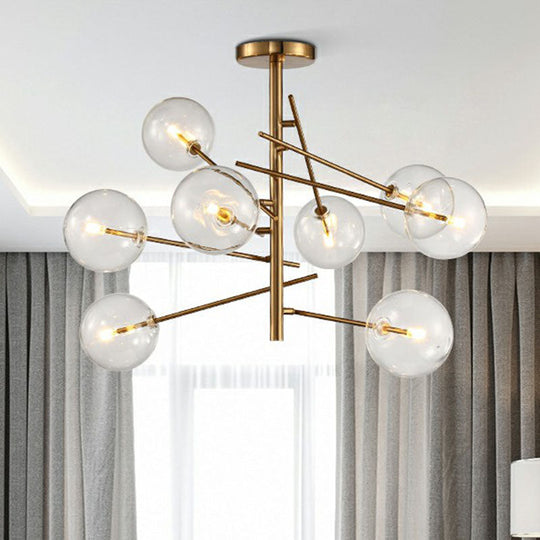 Gold Clear Glass Chandelier: Ball Restaurant Suspension Light with Postmodern Style