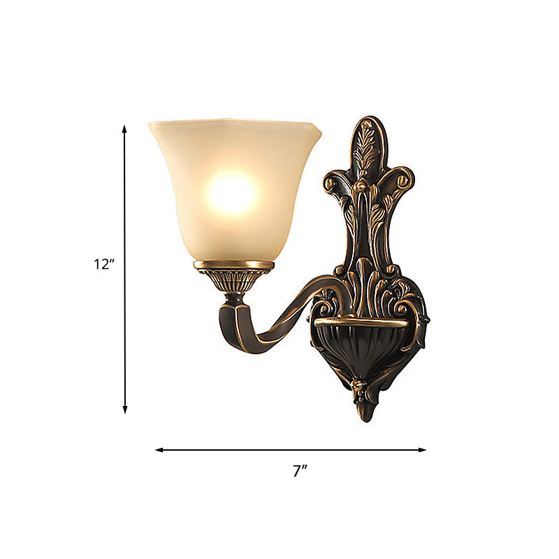 Vintage Porch Wall Sconce With Frosted Glass In Bronze - 1/2-Light Light Fixture