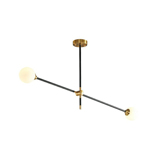 Minimalist Black-Brass LED Chandelier with Adjustable Arm - Ball Glass Suspension Light