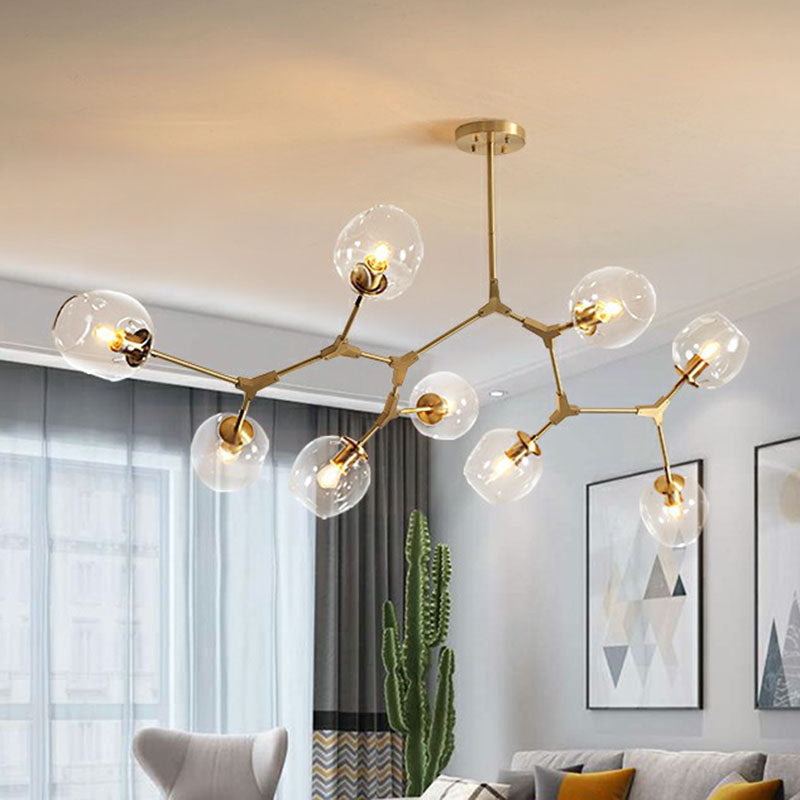 Gold Glass Postmodern DNA Ceiling Light Chandelier for Living Room