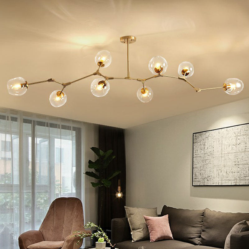 Gold Glass Postmodern DNA Ceiling Light Chandelier for Living Room