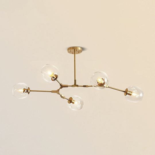 Gold Glass Postmodern DNA Ceiling Light Chandelier for Living Room