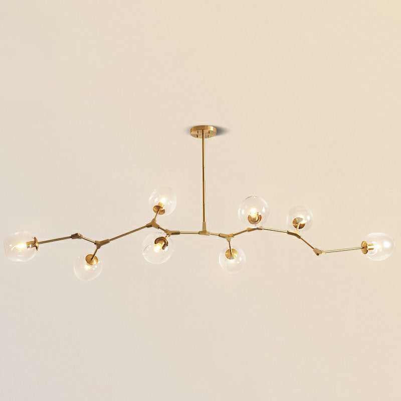 Gold Glass Postmodern DNA Ceiling Light Chandelier for Living Room