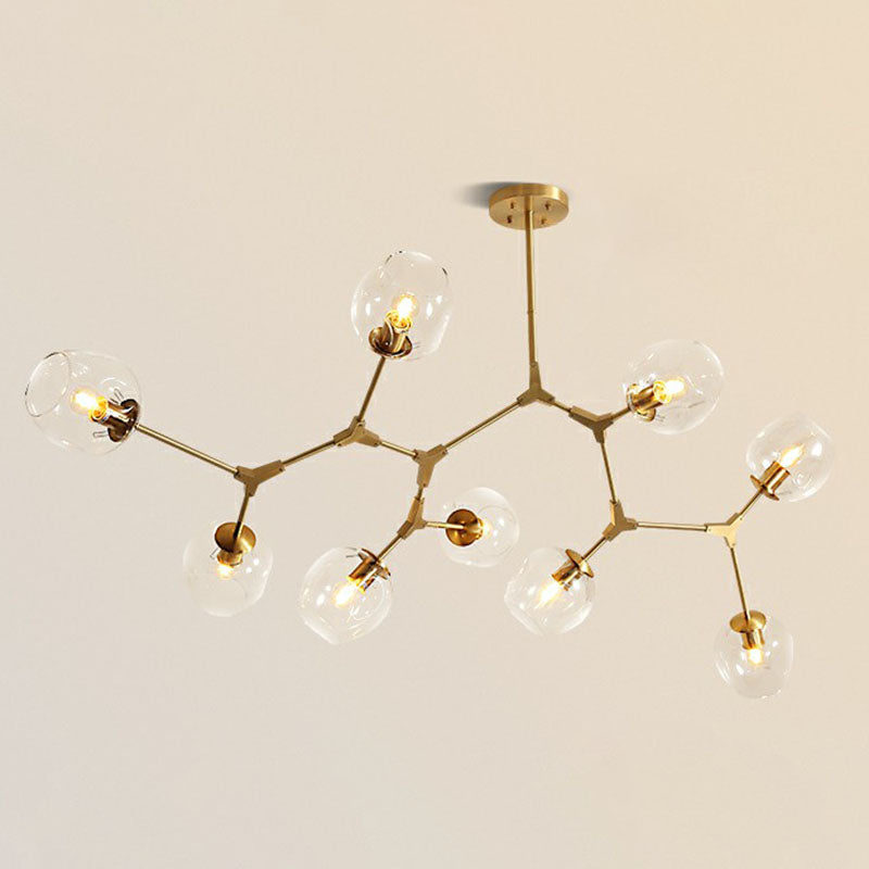 Gold Glass Postmodern DNA Ceiling Light Chandelier for Living Room