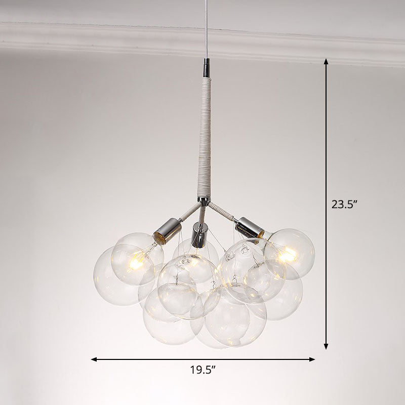 Bubble Chandelier: Minimalist Glass Suspension Light For Living Room 3 / White