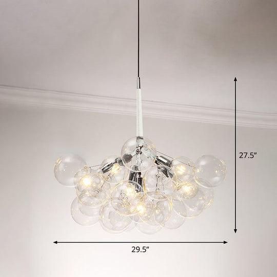 Bubble Chandelier: Minimalist Glass Suspension Light For Living Room 6 / White