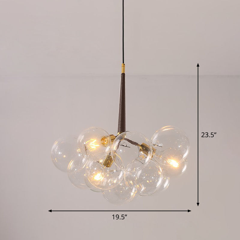 Bubble Chandelier: Minimalist Glass Suspension Light For Living Room 3 / Brown