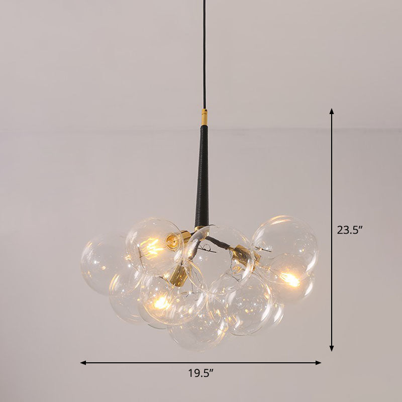 Bubble Chandelier: Minimalist Glass Suspension Light For Living Room 3 / Black