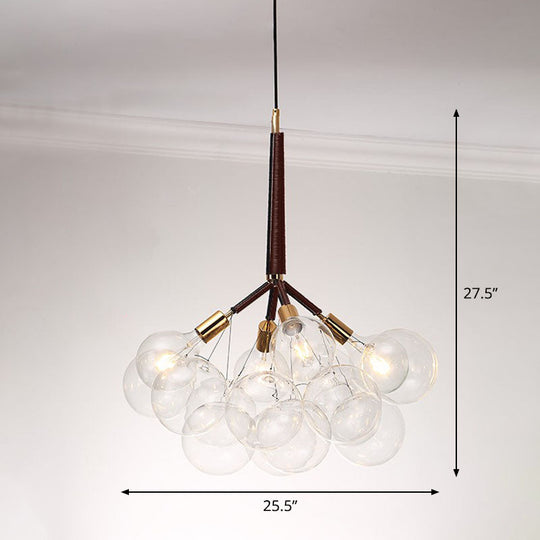 Bubble Chandelier: Minimalist Glass Suspension Light For Living Room 4 / Brown