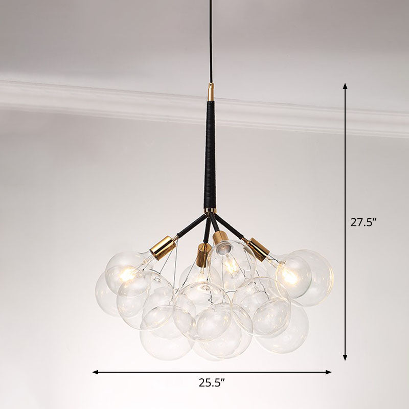 Bubble Chandelier: Minimalist Glass Suspension Light For Living Room 4 / Black