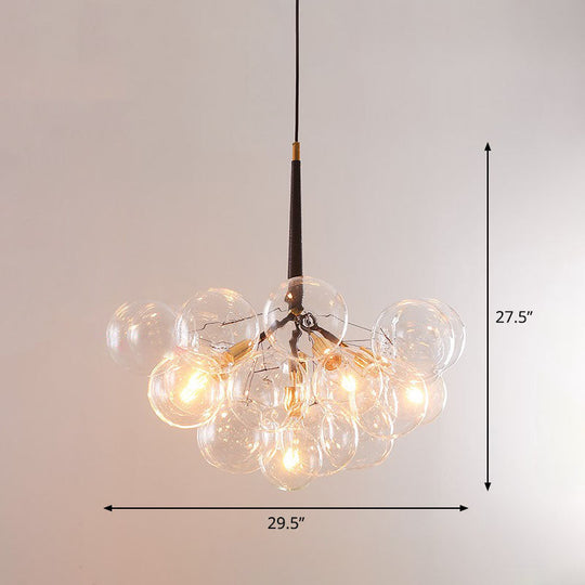 Bubble Chandelier: Minimalist Glass Suspension Light For Living Room 6 / Brown