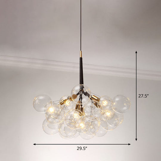 Bubble Chandelier: Minimalist Glass Suspension Light For Living Room 6 / Black